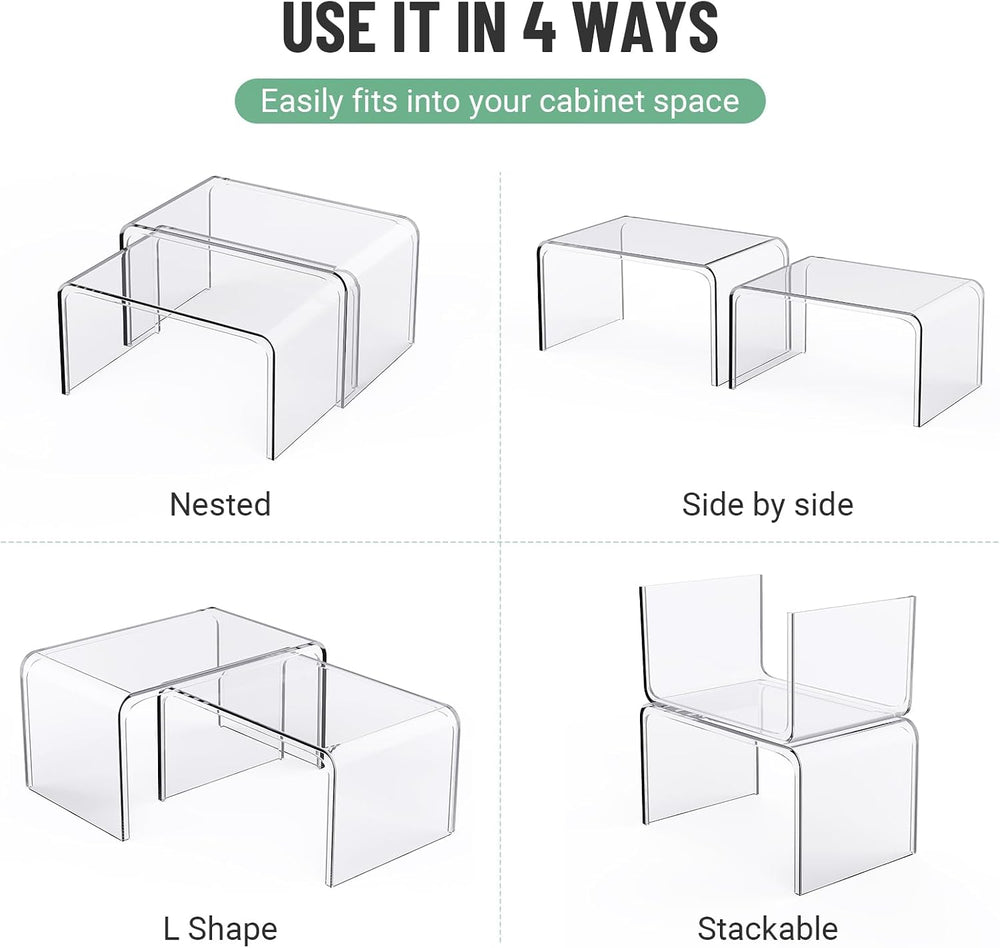 Bobomoment Clear Cabinet Organizer, Stackable Shelf Organizer Set of 4