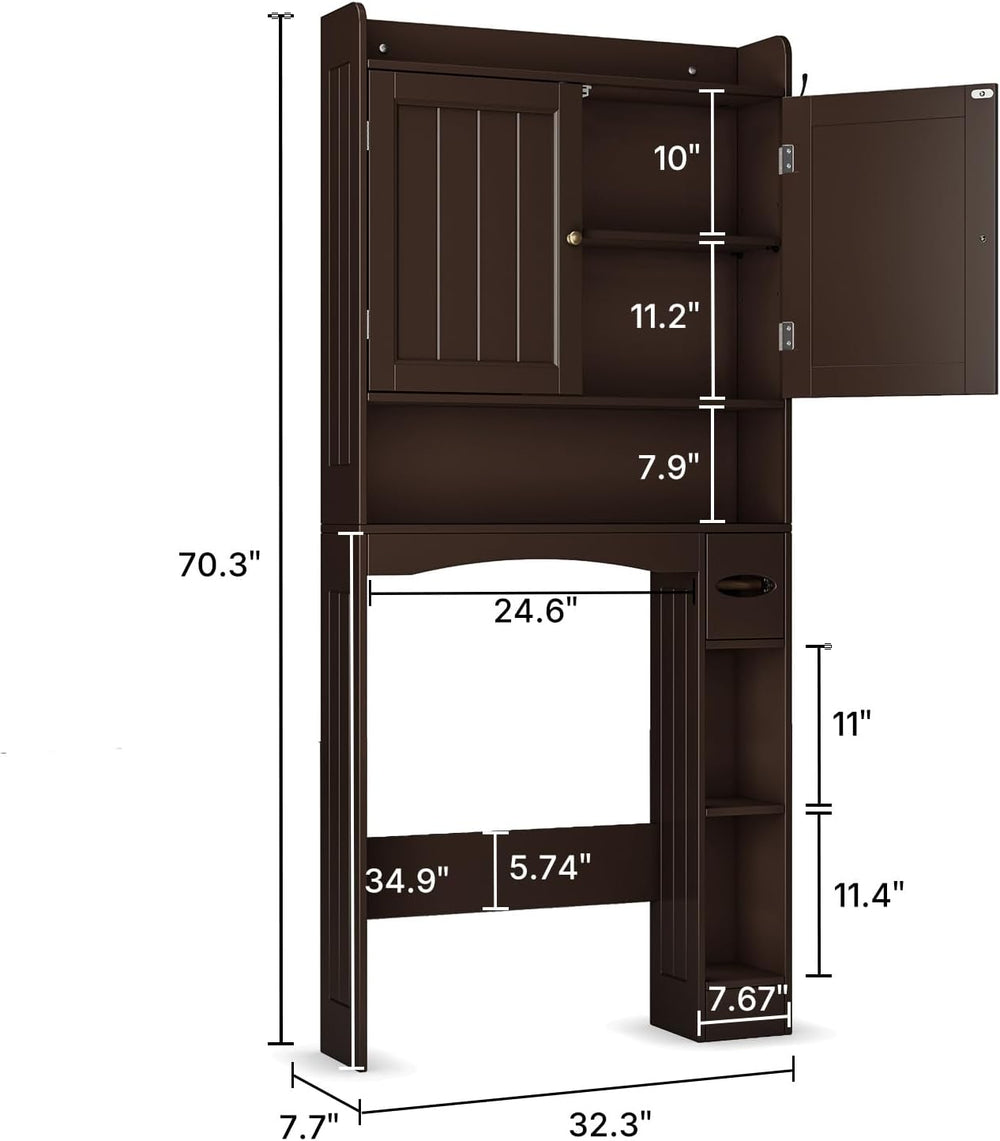 Over The Toilet Storage Cabinet, 32.3" W, Espresso