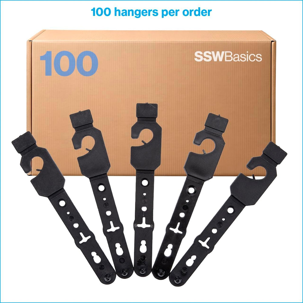 Black Plastic Belt Hangers - Pack of 100
