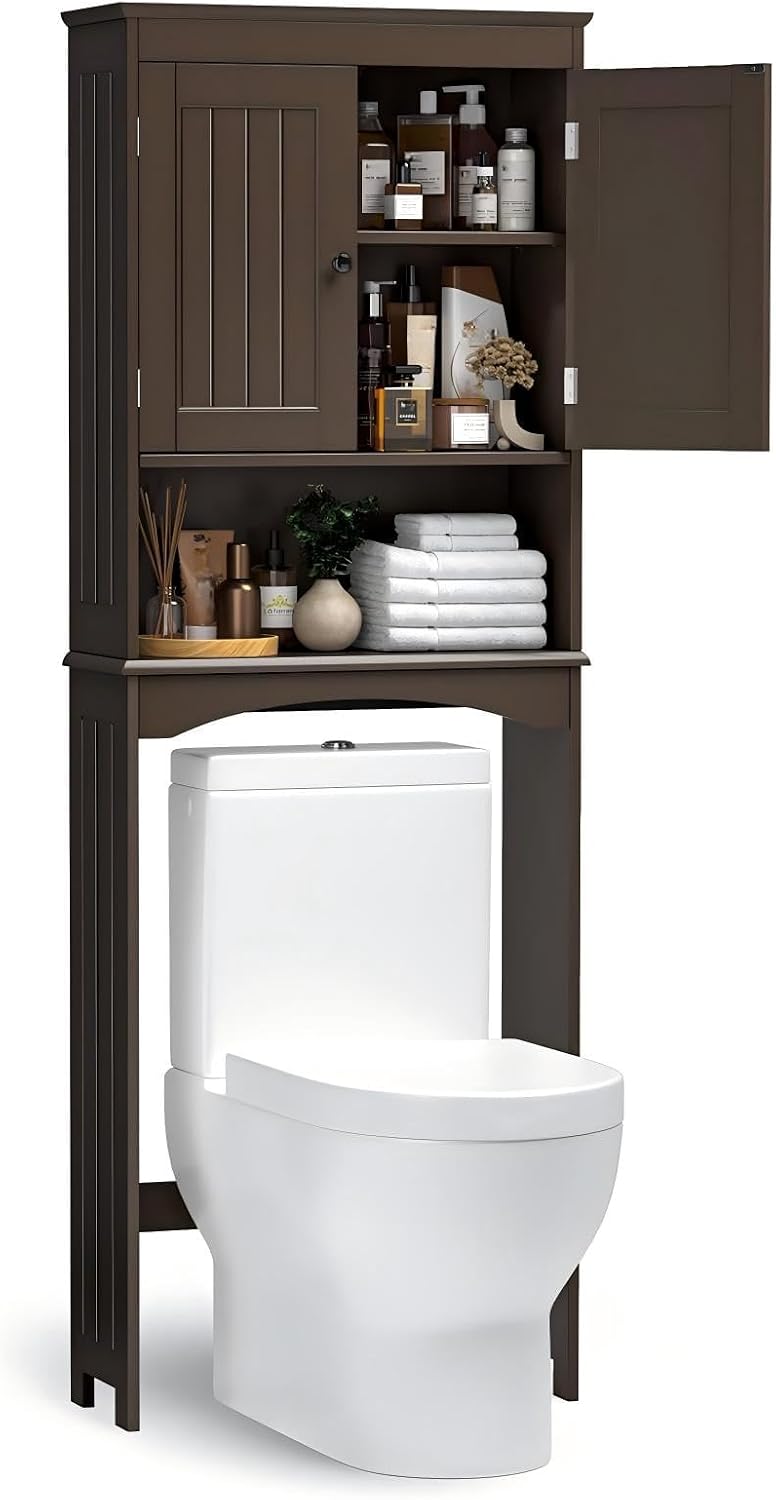 Bealife Over The Toilet Storage Cabinet with Open Shelf - Espresso