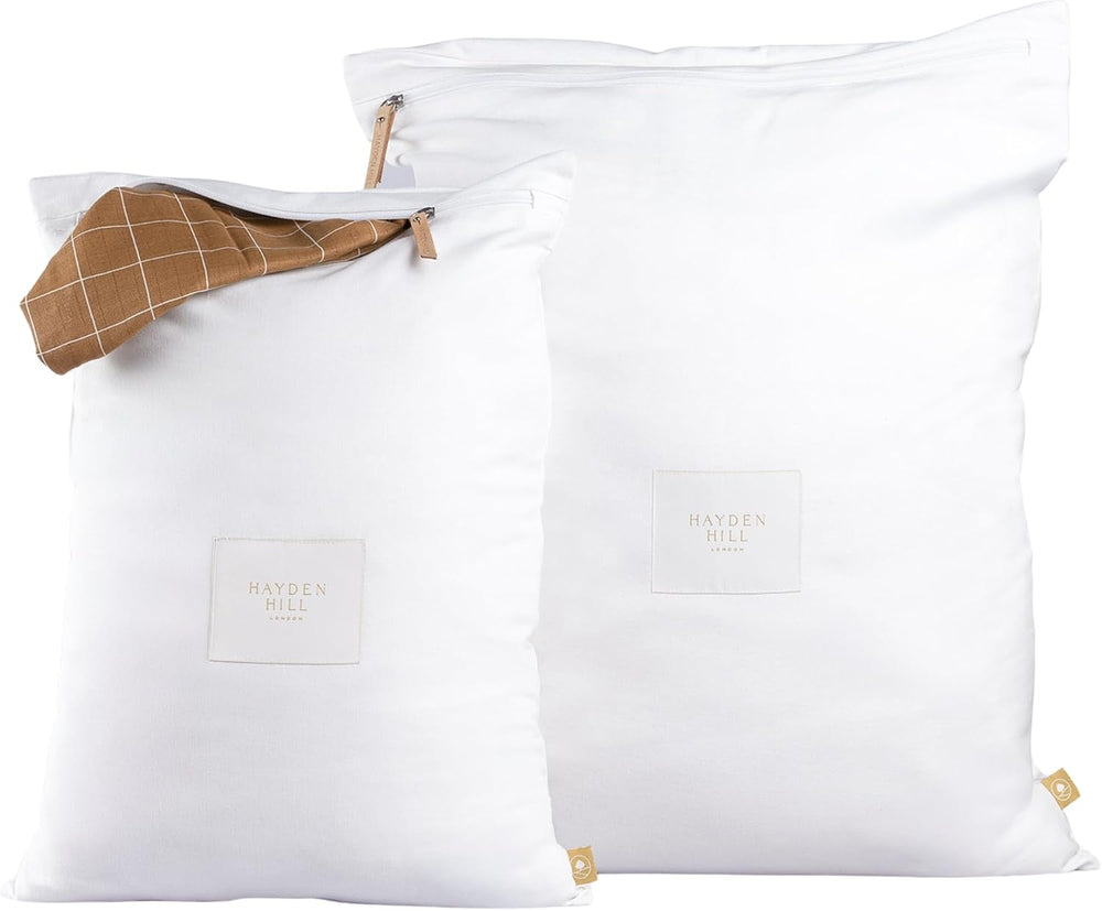 Hayden Hill Luxury Organic Cotton Travel Laundry Bags, Small & Large 2 Pack