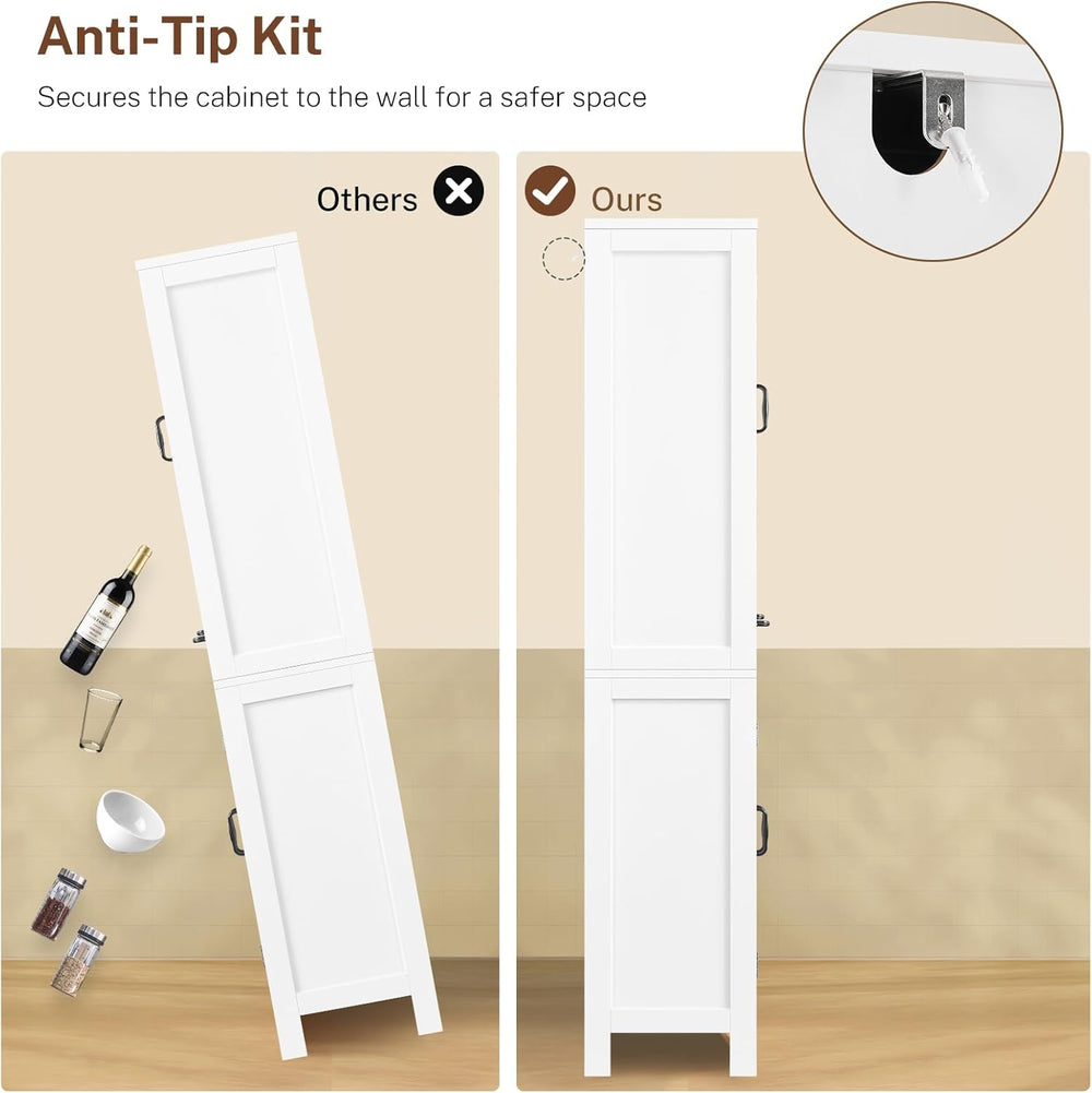 TEENFON Storage Cabinet, Pantry Cabinet with 2 Adjustable Shelves & Large...