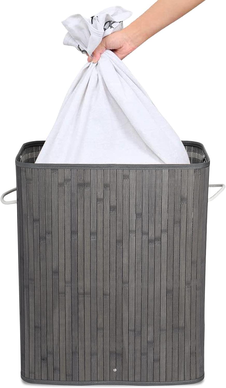 Meerveil Laundry Basket Bamboo Foldable Laundry Storage Bin with Removable Li...