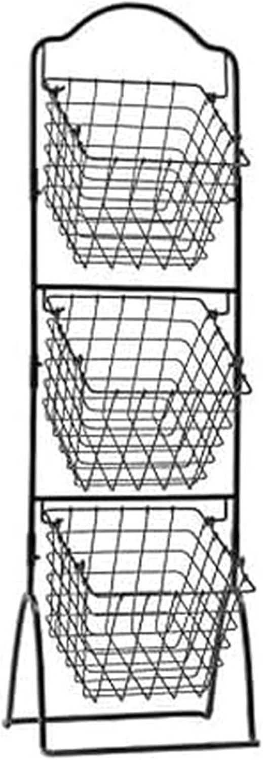 Gourmet Basics by Mikasa 3-Tier Wire Market Basket, Antique Black Metal Kitch...