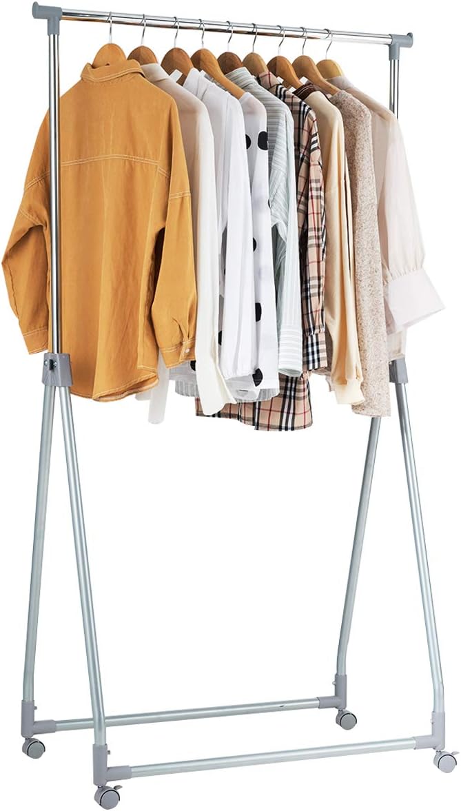 Tangkula Extendable Garment Rack, Heavy Duty Foldable Clothes Rack with Adjus...