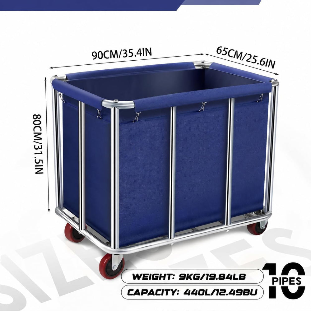 Commercial Laundry Cart with Wheels,440L Large Rolling Laundry cart,Blue-10