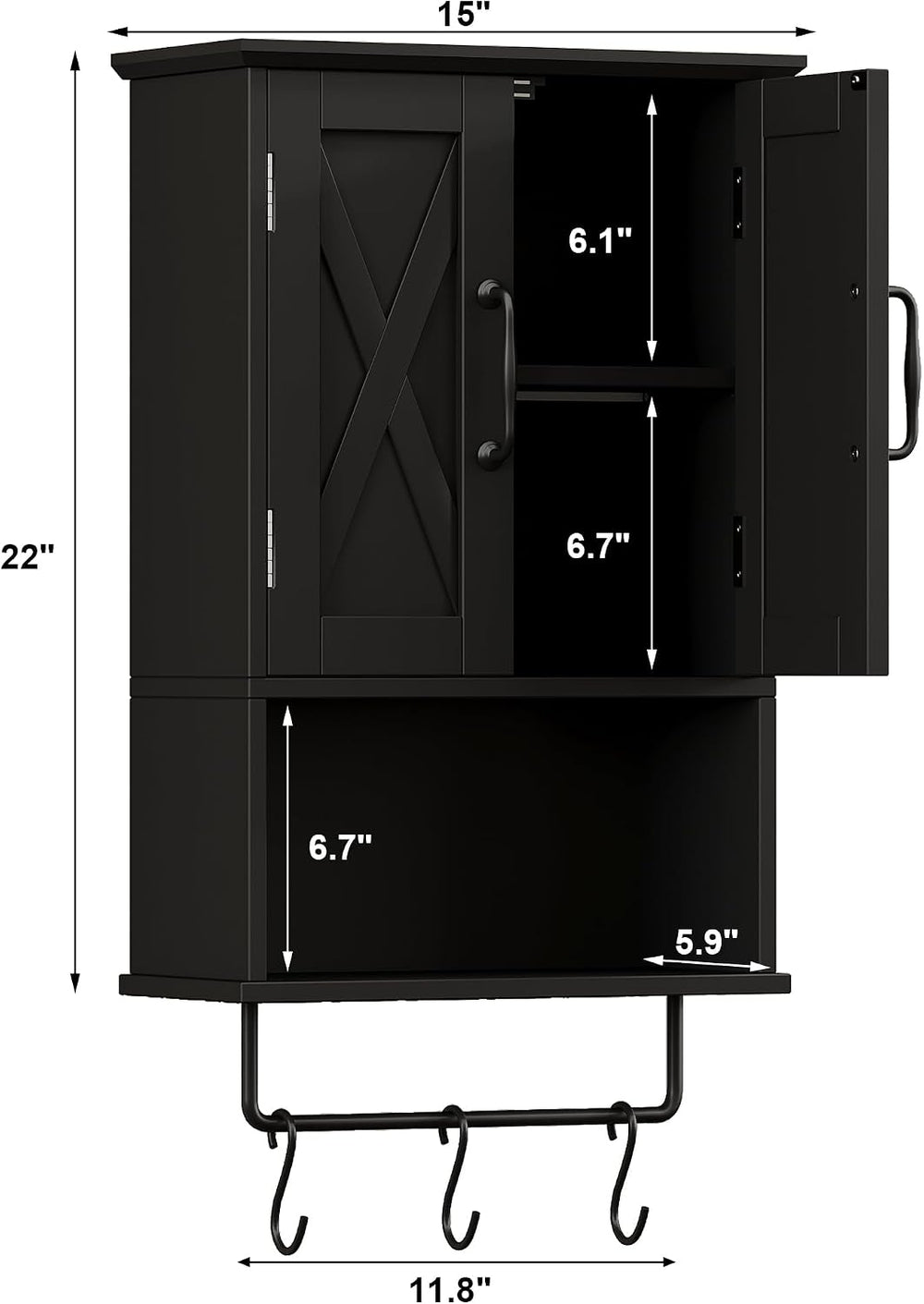 ChooChoo Small Medicine Cabinet with Towel Bar, Hanging Storage, 3 Hooks