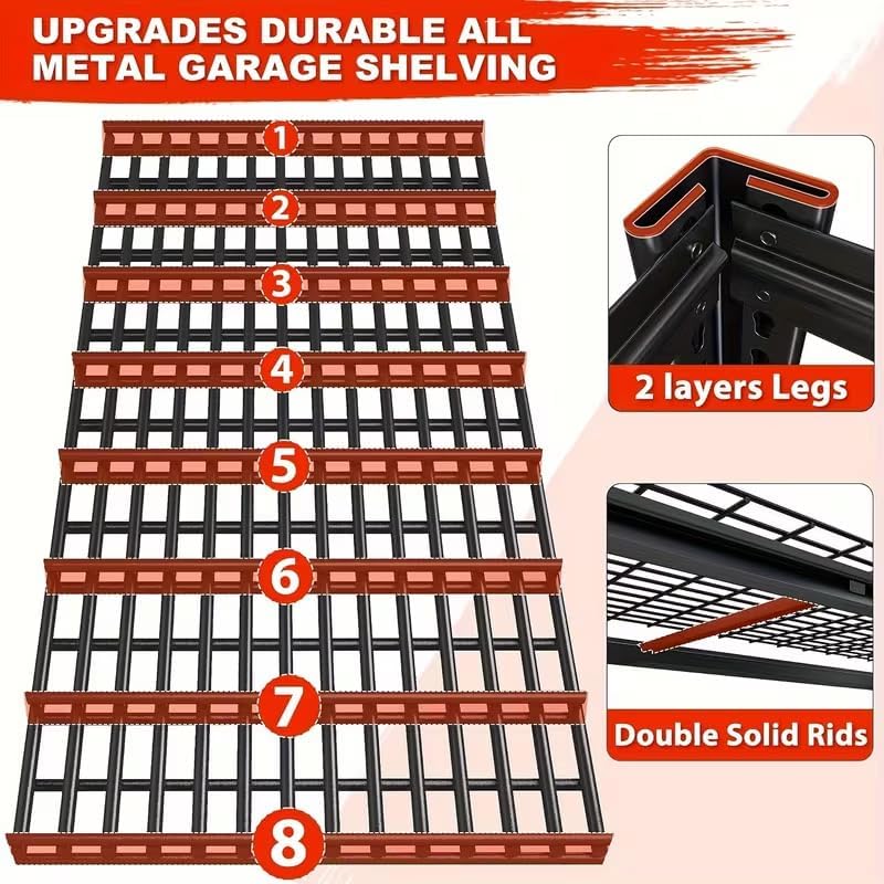 Garage Shelving, Heavy Duty Storage Shelves Metal Shelf Unit Adjustable Indus...