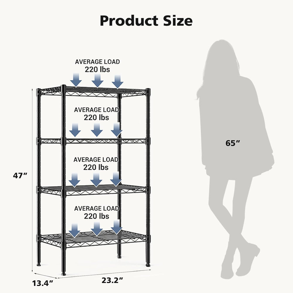 DUMOS 4-Tier Metal Storage Shelves, Shelving Unit, Storage Rack, 23.3" W