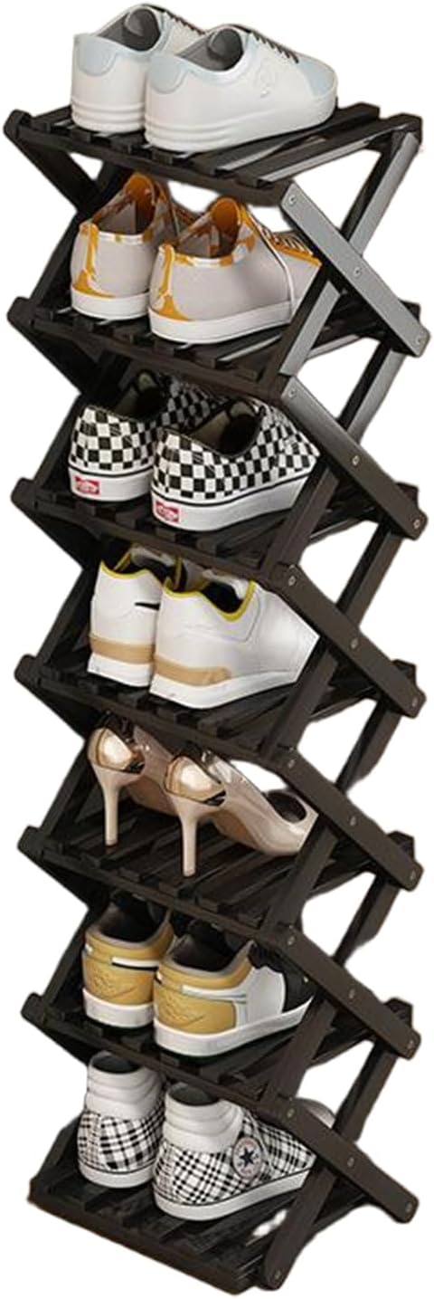YYW Bamboo Shoe Rack, Foldable Vertical Free Standing Shoe Storage Shelf