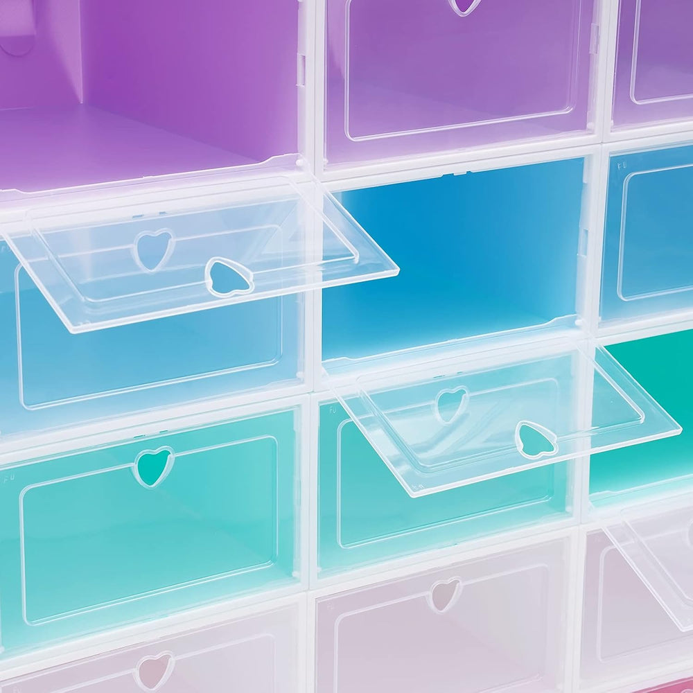 20 Pack Shoe Storage Box, Stackable Clear Plastic Shoes Organizer for Closet,...