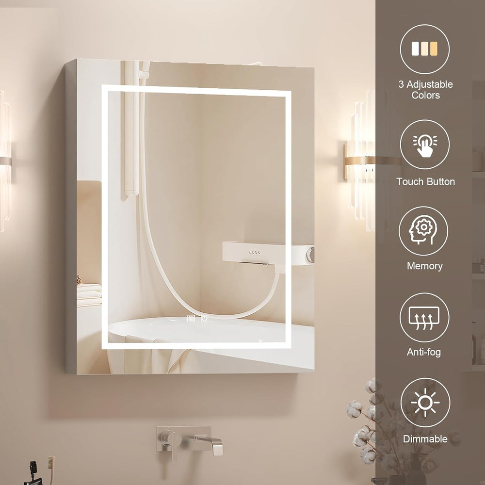 Led Medicine Cabinet,Lighted Medicine Cabinet with Mirror Wall Mounted
