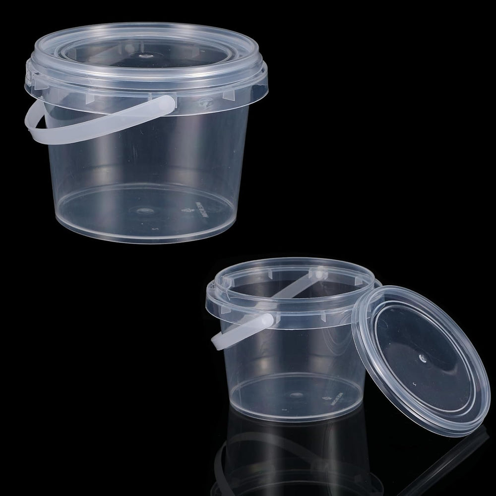 50 PCS Slime Containers with Lids and Handles, Plastic 300ml Storage Bucket C...
