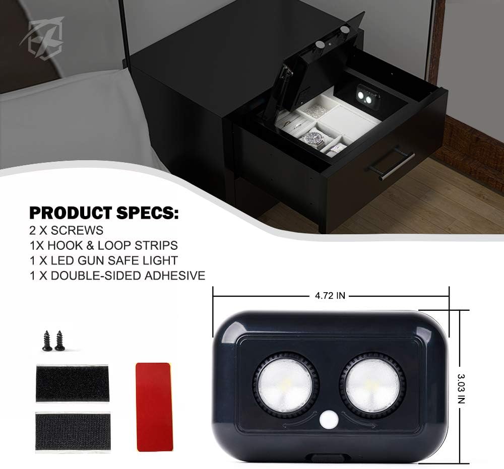 Xprite 2PCS Gun Safe Light Kit, Magnetic LED Safe Lights Motion Activated