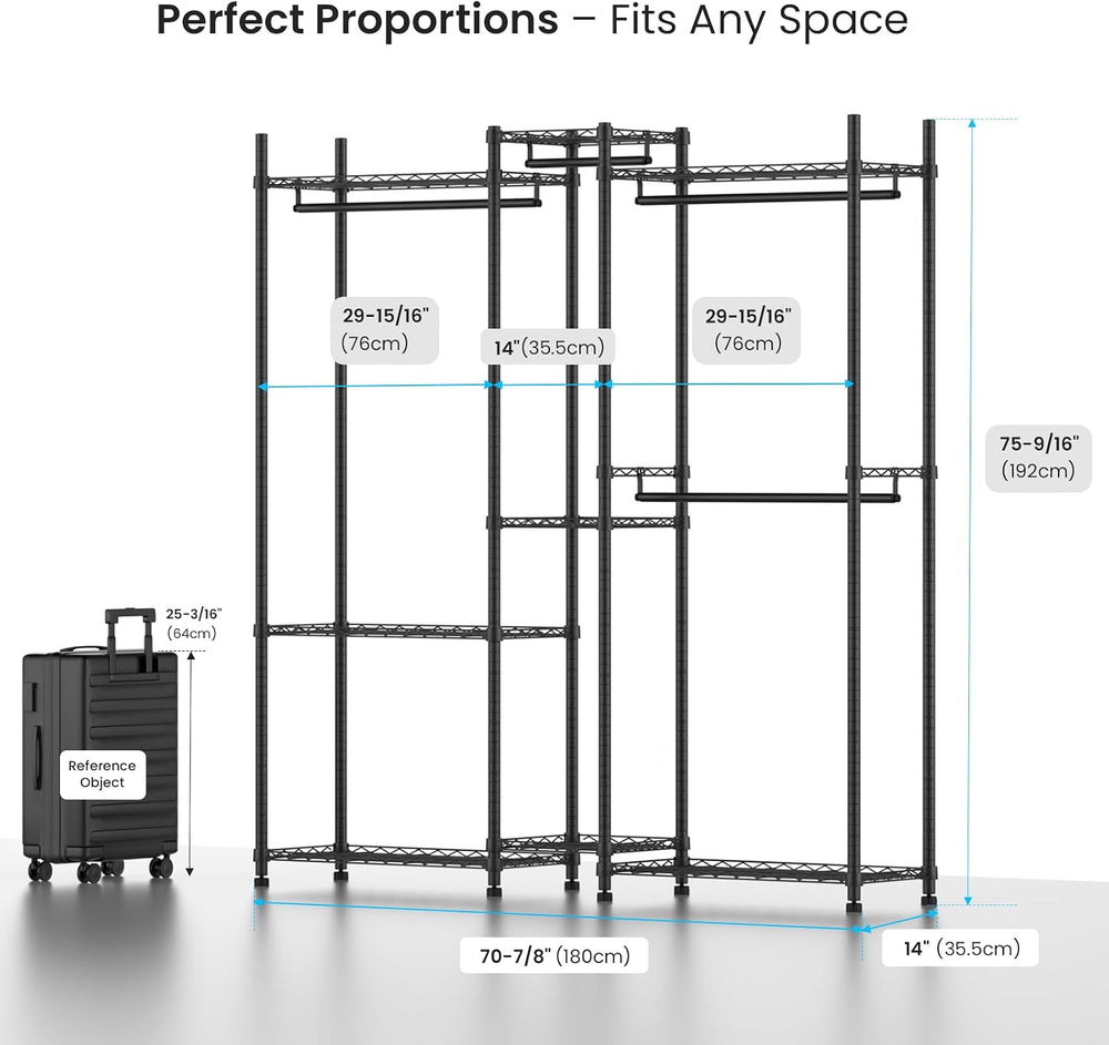 Garment Rack Heavy Duty Clothes Rack Adjustable Freestanding Metal Portable W...