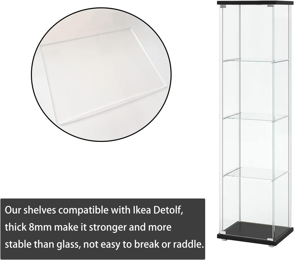 PIAOLGYI 3 Pcs Replacement Shelf for IKEA Detolf, Acrylic Rectangle Extra She...