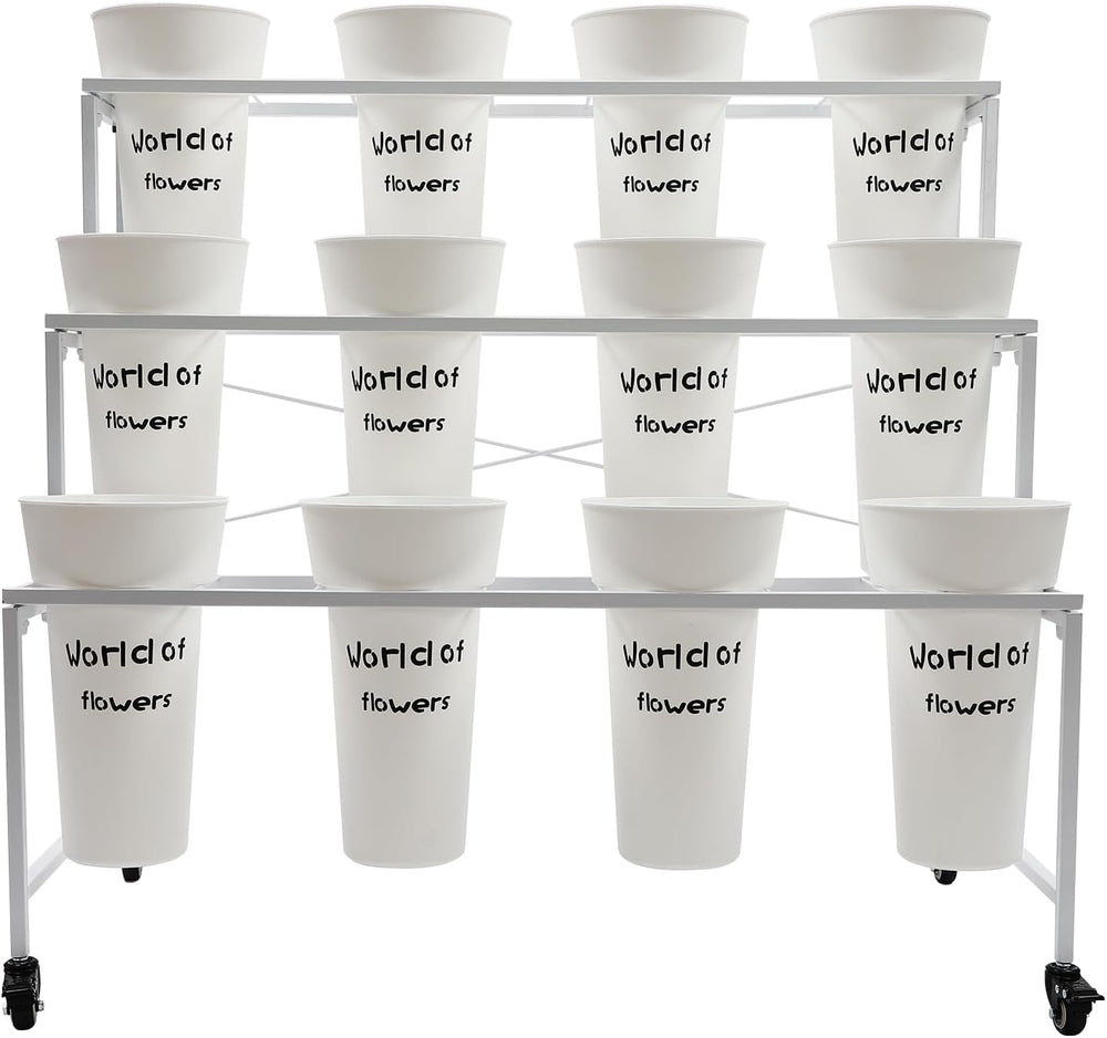 3-Tier Plant Stand Shelf with 12 Buckets, Flower Display Stand, Organizer, We...