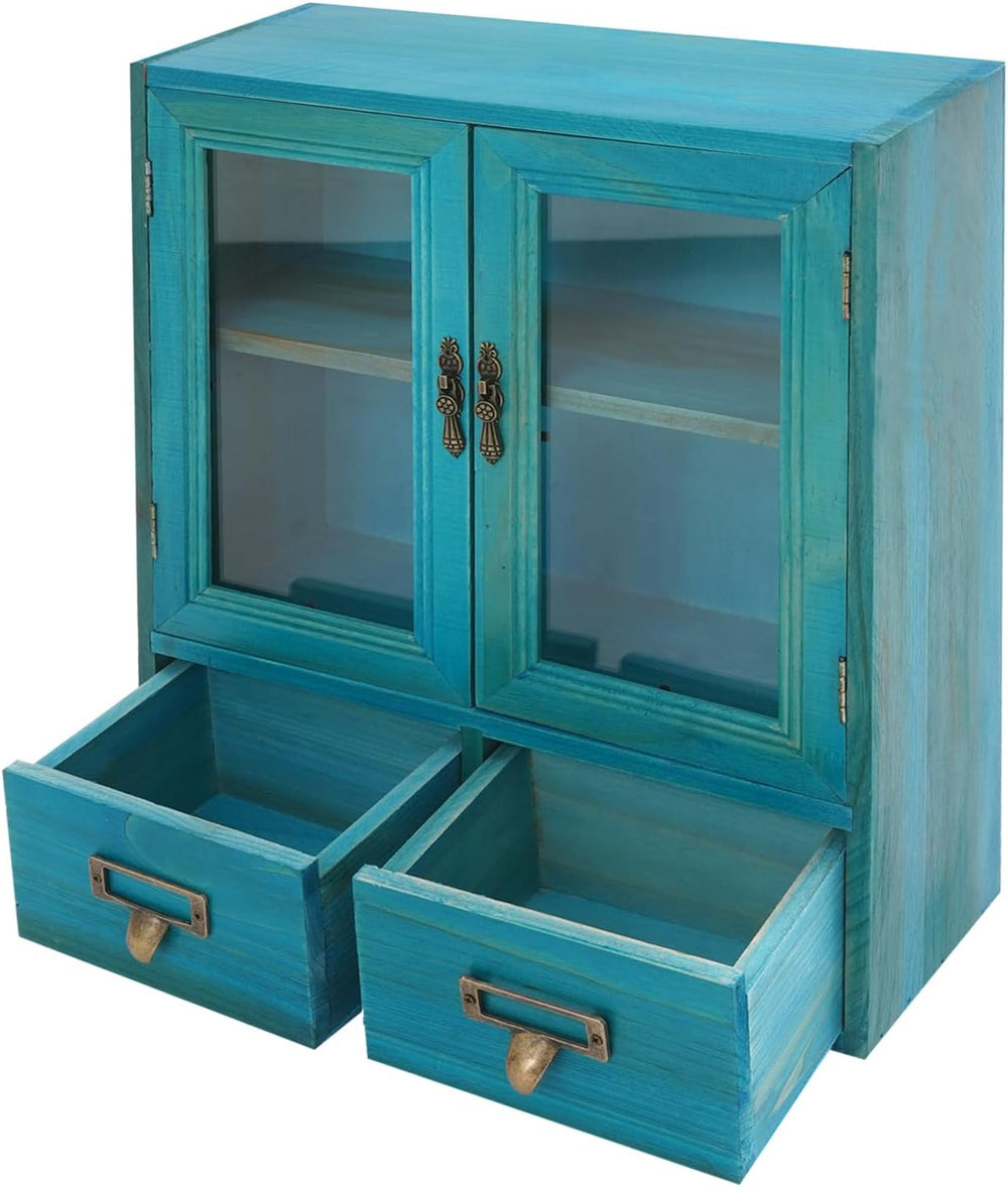 2-Tier Wooden Storage Cabinet with Double Doors & 2 Drawers, Stylish Apot...