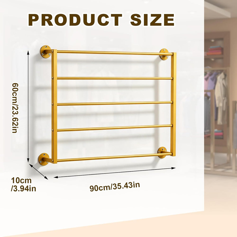 5 Tier Wall Mounted Hijab Organizer, Gold Metal Scarf Rack