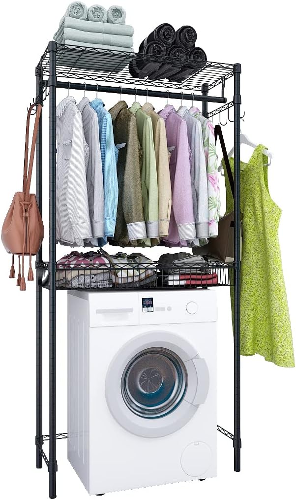 Xiofio Washer and Dryer Storage Shelf,Clothes Drying Rack,2 Tier Adjustable H...