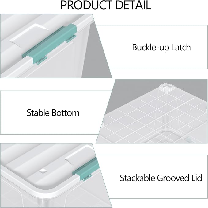 Zopnny 2-Pack Large Latching Box, 85 Quart Plastic Storage Bin