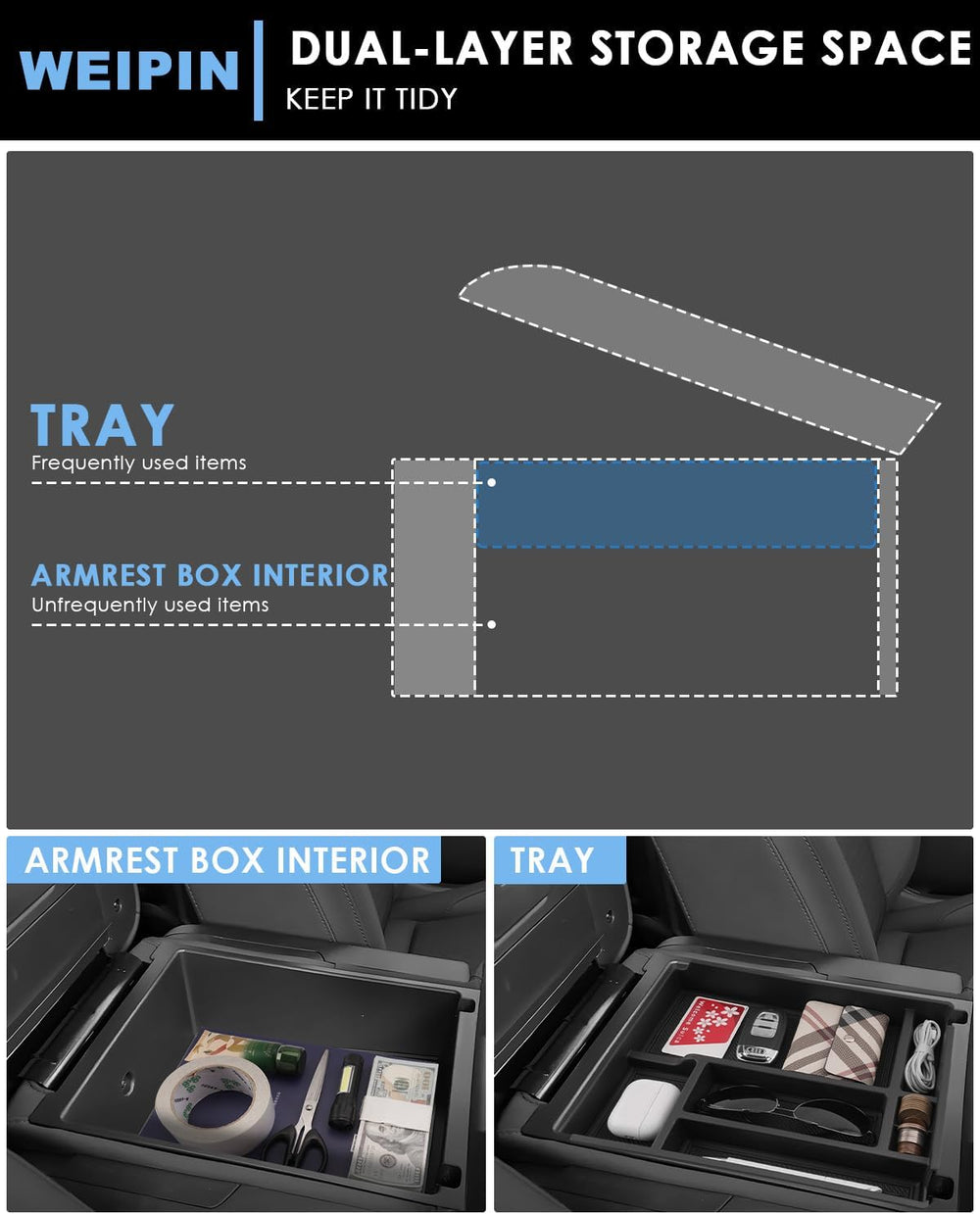 Silverado Sierra Center Console Organizer - Compatible with 2019-2026 Chevy S...