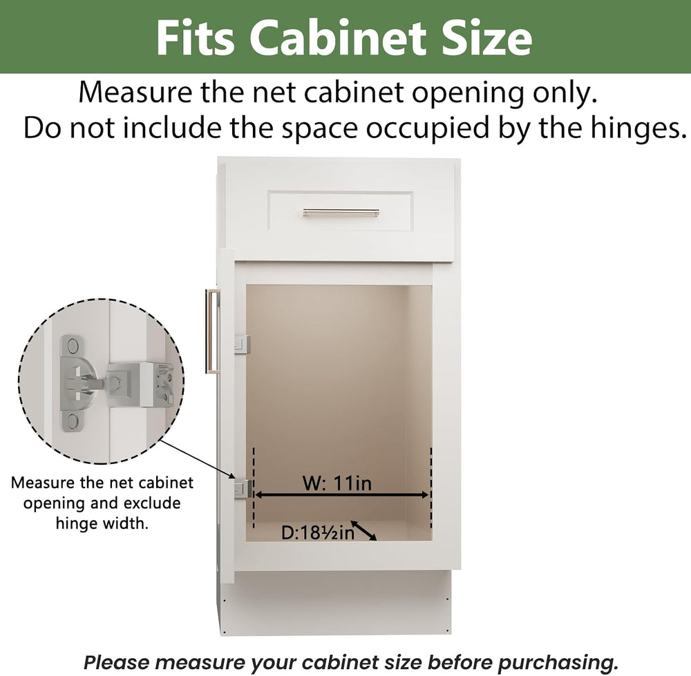 2 Tier Individual Pull Out Cabinet Organizer 10½" W x 18" D, Heavy ...