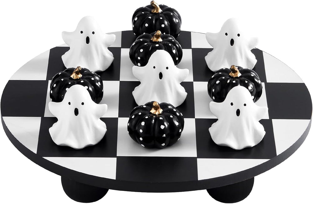 WDS WONDROUS Halloween Decor Tic Tac Toe Game Set with Pumpkin Ghost Pieces