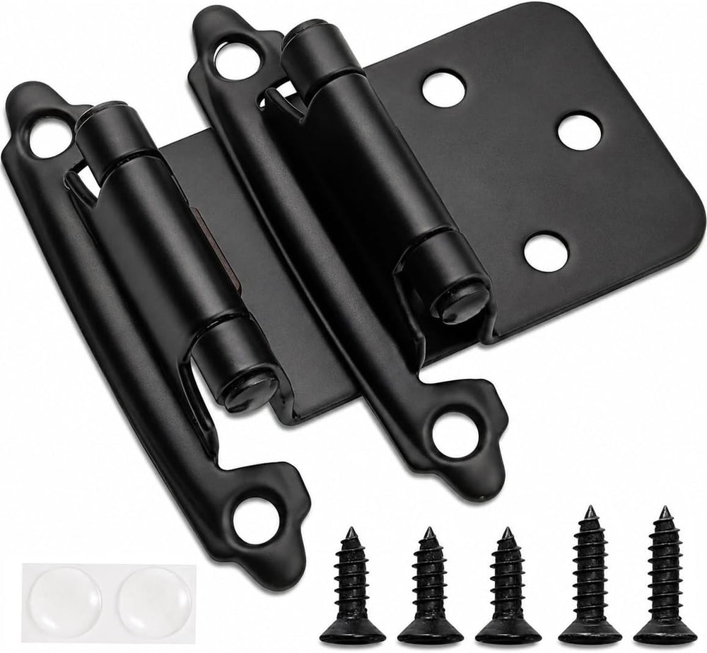 Decobasics 1/2" Overlay Matte Black Cabinet Hinges 50 Pack (25 Pair) Sel...