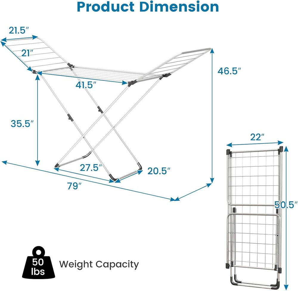 GIANTEX Clothes Drying Rack, Foldable Laundry Drying Rack w/Aluminum Frame, 2...