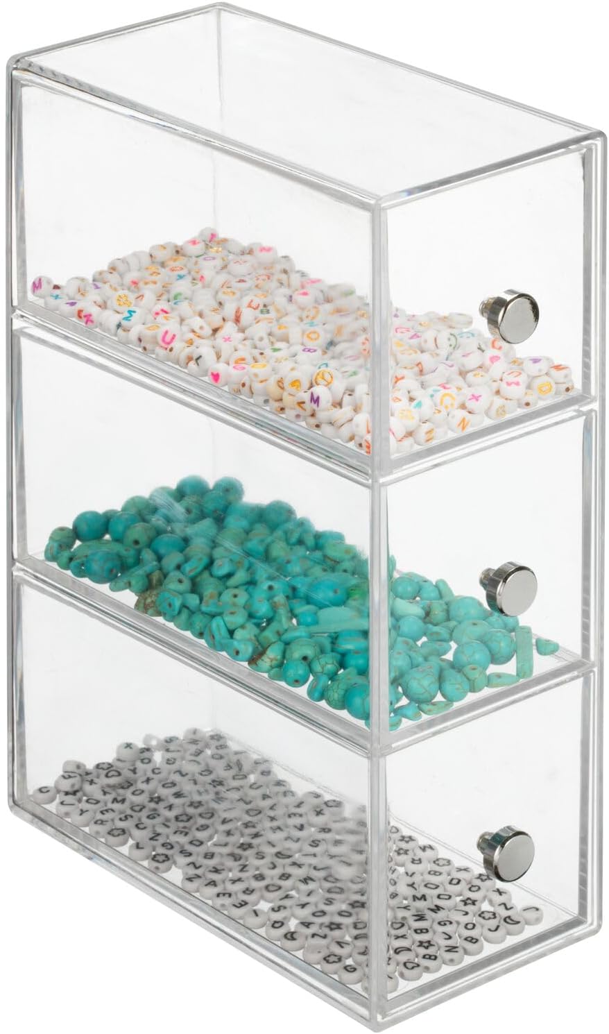mDesign Plastic Stackable Desktop Organizer Tower Storage Station with 3 Draw...