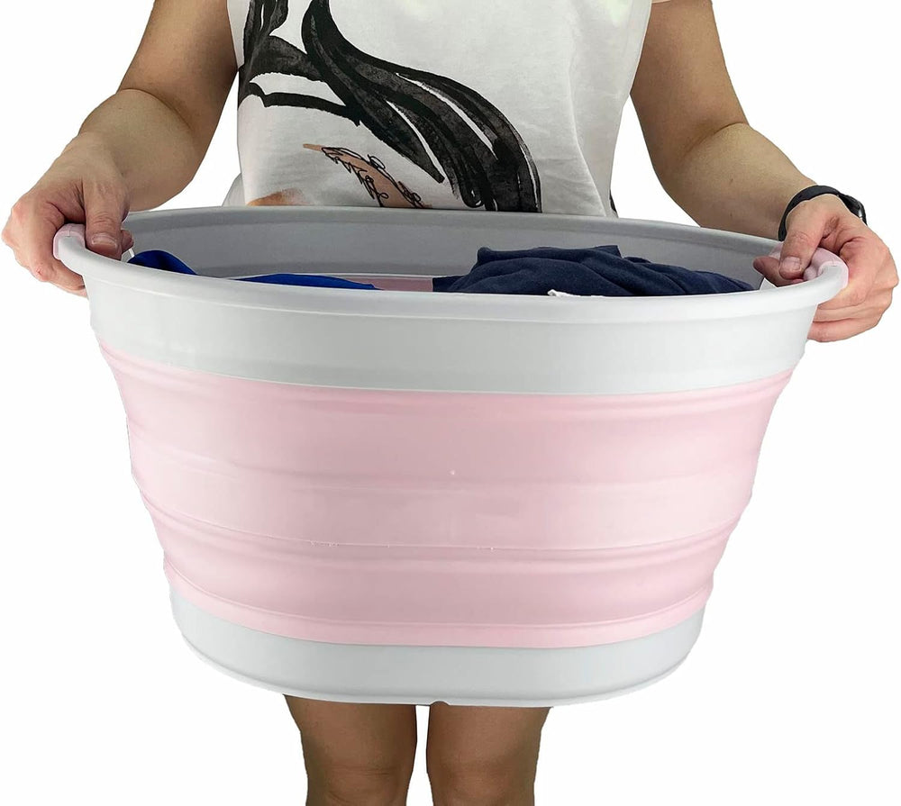 SAMMART 23L (6 Gallons) Collapsible Plastic Laundry Basket - Oval Tub - Folda...