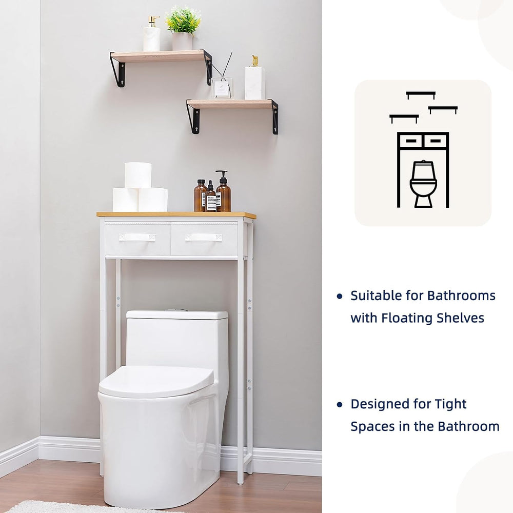 MOHOPE 2-Tier Over The Toilet Storage with 2 Fabric Drawers, Freestanding Abo...