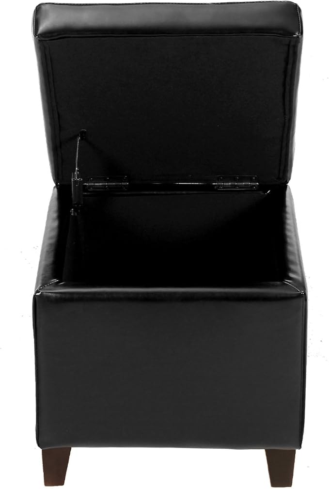 Adeco Storage Ottoman Foot Rest Stool, Leather Ottoman Footstool