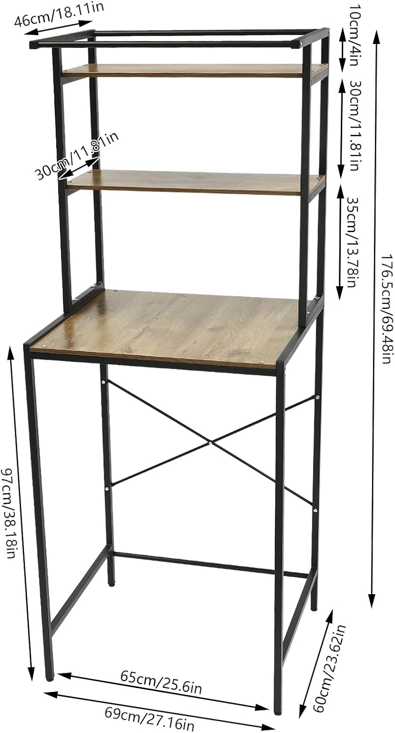 Over Washer Shelve, 3 Tier Laundry Room Storage Organizer Standing Shelf Meta...