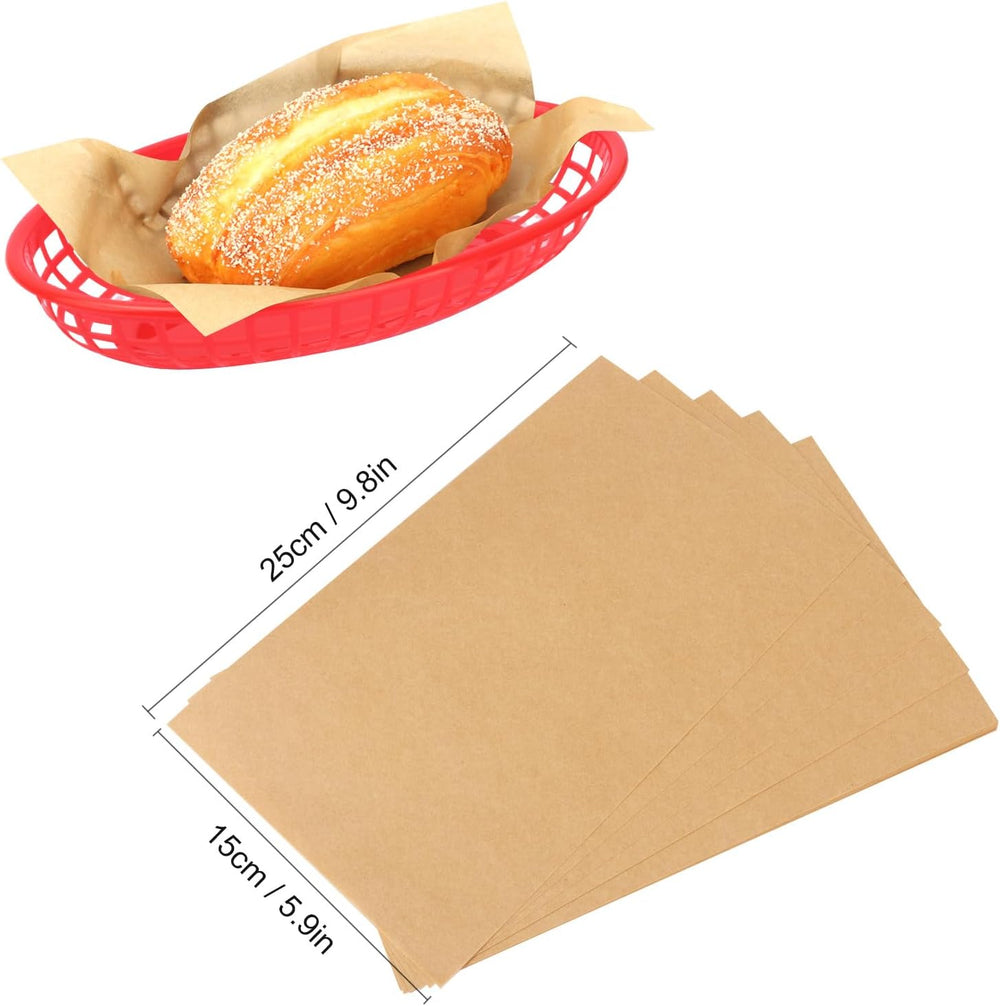 100 Pcs 9 x 5.7 Inch Red Oval Fast Food Baskets, Sturdy Plastic Food Serving ...