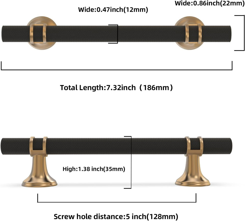 10 Pack 5 Inch Black and Champagne Bronze Cabinet Handles