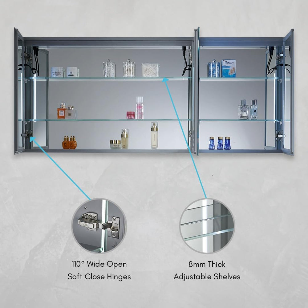 Blossom 60x26 in LED Medicine Cabinet Mirror, Wall Mounted, Anti-Fog