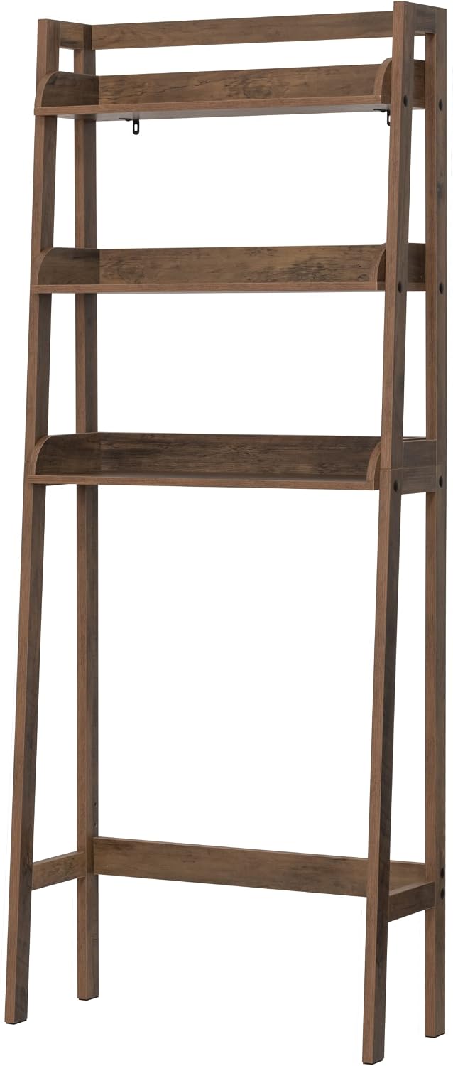 UTEX Over Toilet Bathroom Organizer, 3-Tier Storage Shelf Rack, Wood Grain