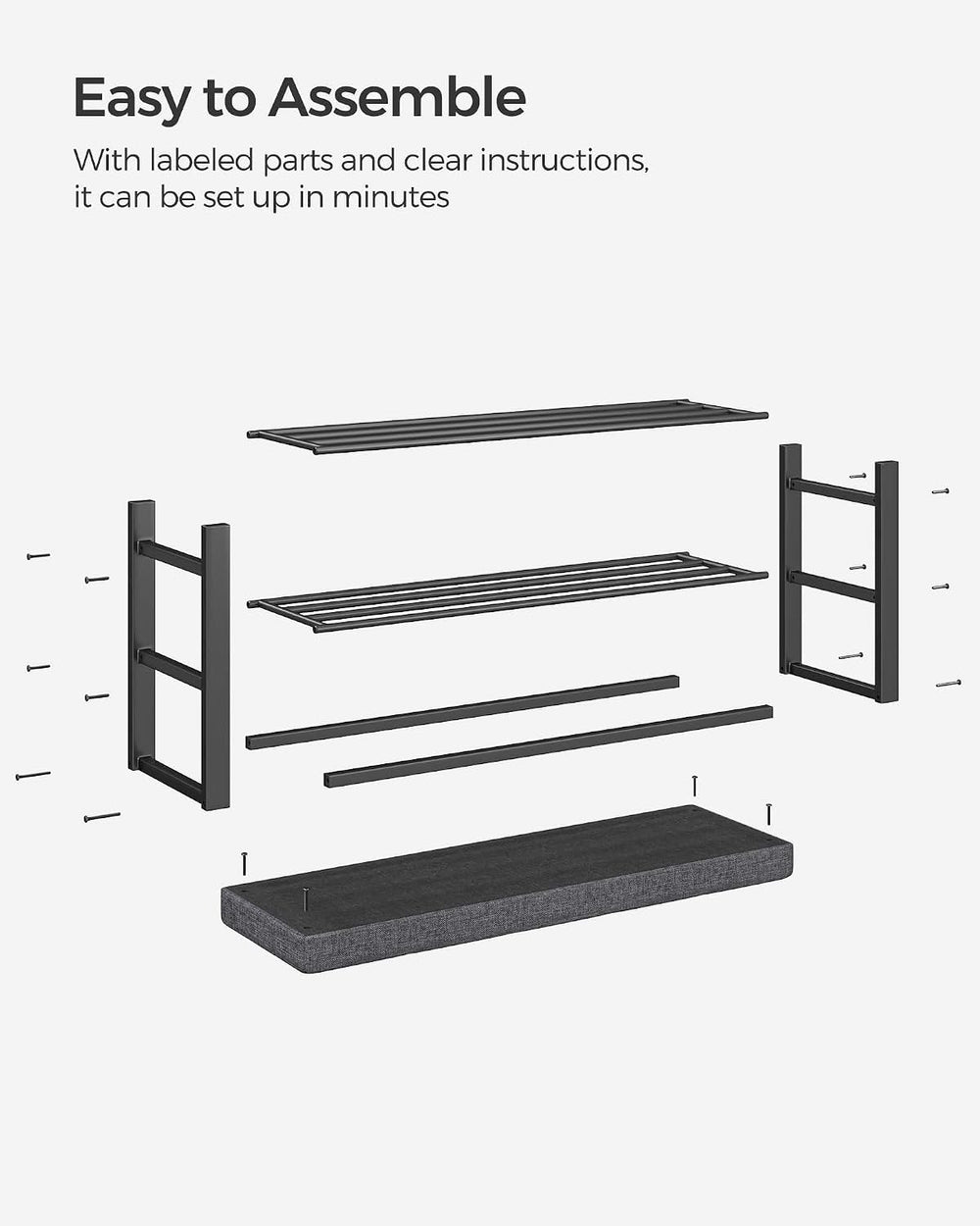 SONGMICS Shoe Bench, Storage Bench, Entryway Bench with Cushion