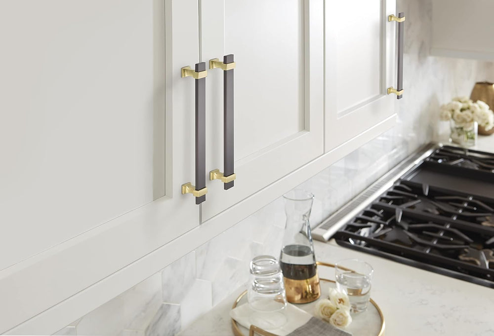 Amerock | Cabinet Pull | Black Chrome/Brushed Gold | 6-5/16 inch (160 mm) Cen...