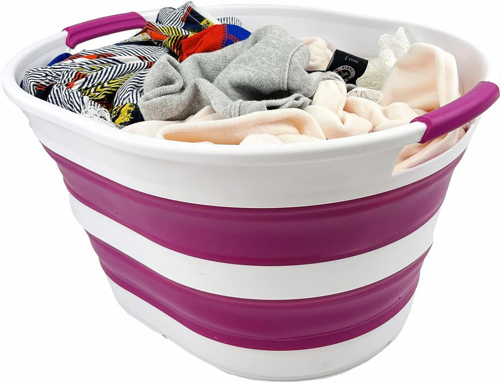 SAMMART 23L (6 Gallons) Collapsible Plastic Laundry Basket - Oval Tub/Basket ...
