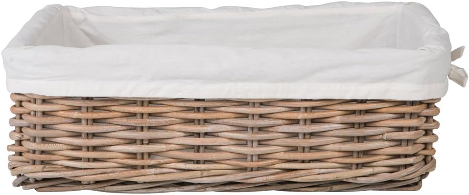 Kouboo Rattan Shelf Storage Basket with Removable Liner, Small Gray Bin