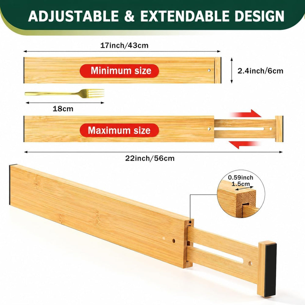 Kitchen Drawer Dividers 6 Pack Bamboo Drawer Organizers