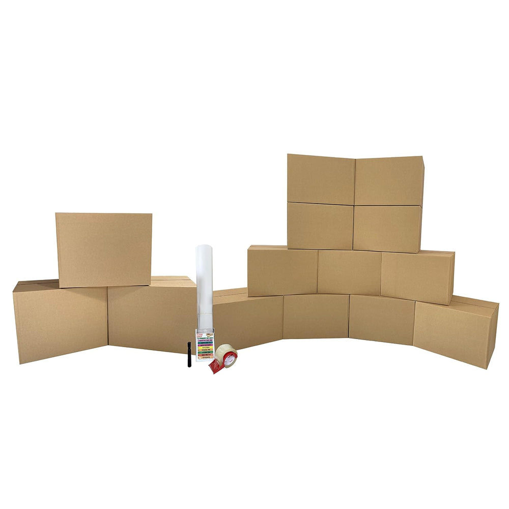Uboxes Moving Boxes 1 Room Bigger Moving Kit - 14 Boxes Plus Supplies & T...