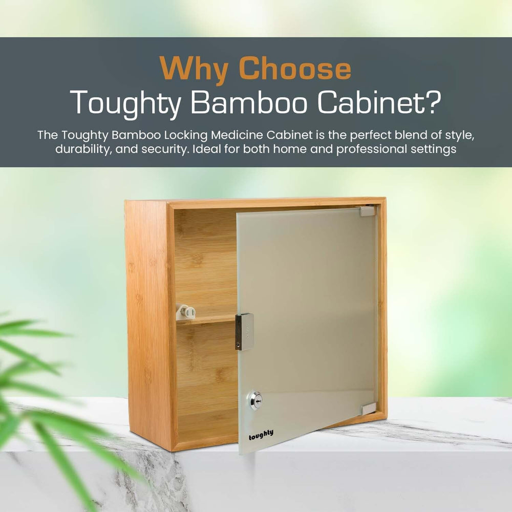 Locking Medical Cabinet, Wall Mounted First Aid Cabinet, Bamboo