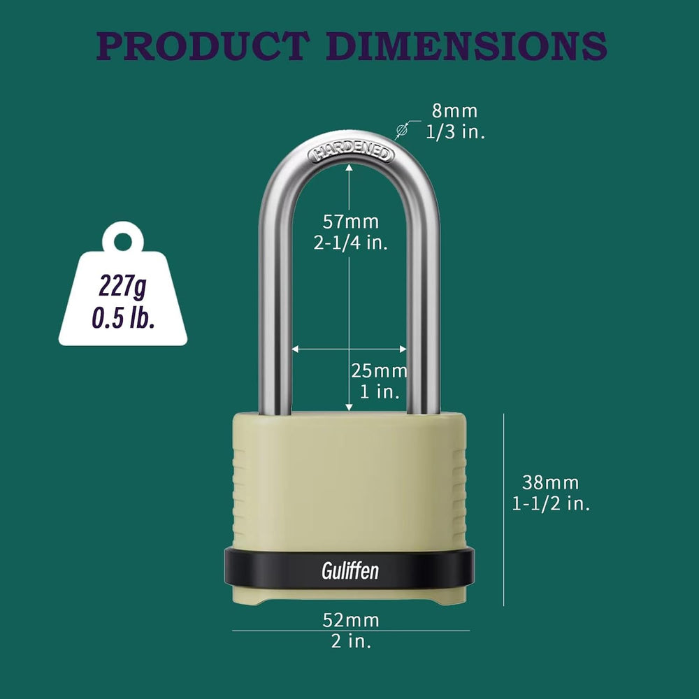 Guliffen Heavy Duty Combination Padlock, Outdoor Combo Lock Weatherproof, Pad...