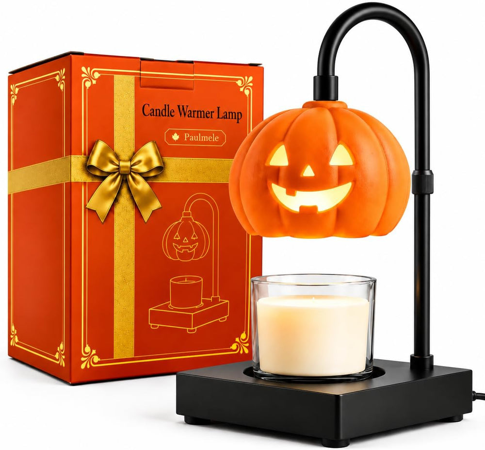 Pumpkin Halloween Candle Warmer Lamp with Timer & Dimmer,Gothic Spooky Ho...