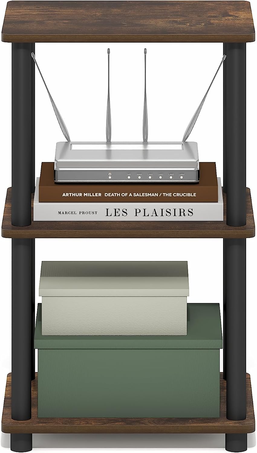 Furinno Turn-N-Tube Storage Shelves, 3-Tier Open Frame Book Shelf, Standing C...