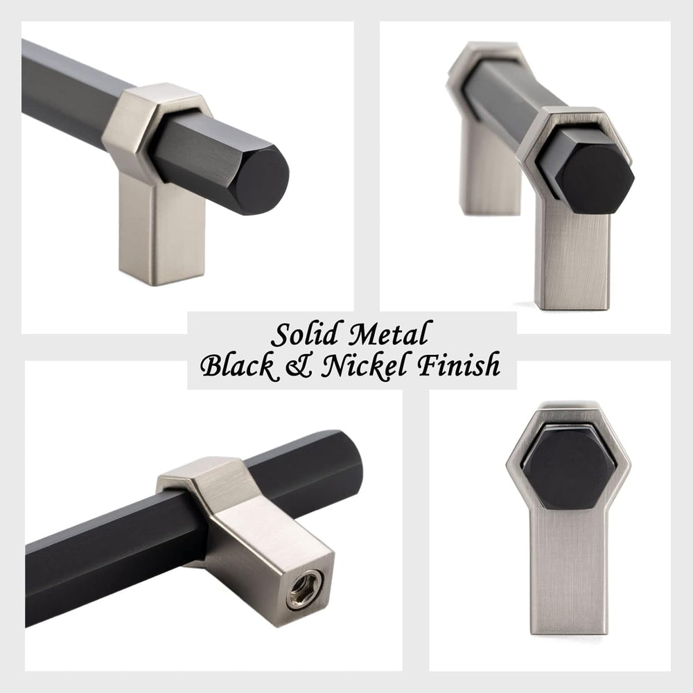3 Inch Matte Black and Brushed Nickel Cabinet Pulls 10 Pack P1310